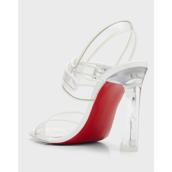 Christian Louboutin Loubi Duniss 100 White Clear PVC Strap Sandal Heel Pump 37 - Picture 7 of 12